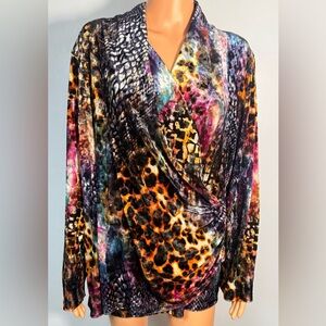 CJ Banks Multicolor Animal Print Top